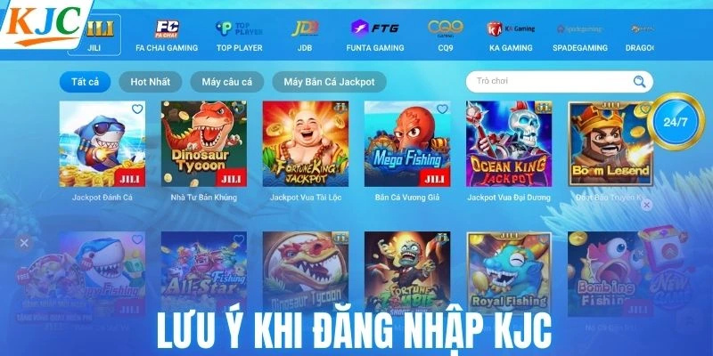 Lưu ý khi đăng nhập KJC