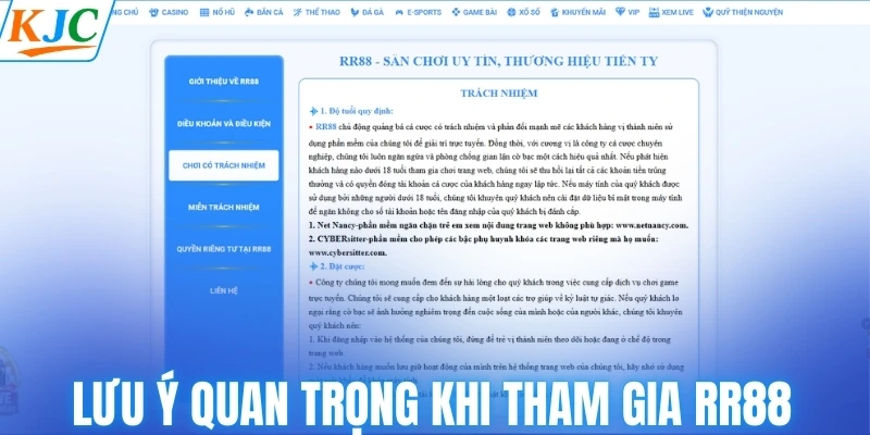 Lưu ý quan trọng khi tham gia RR88